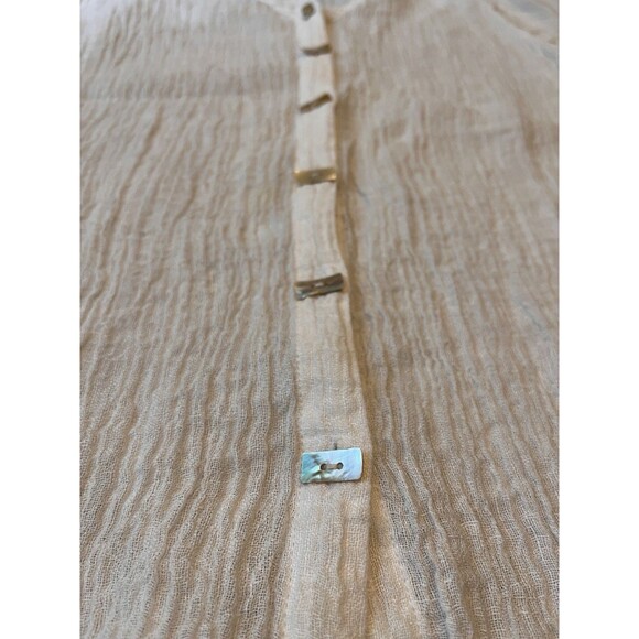 Habitat womens v-neck top size M roll-tab sleeve Textured button front white - Picture 2 of 9